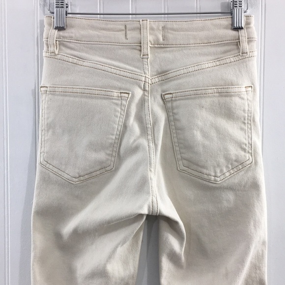 3/$20 We The Free People Skinny Jeans Womens 26 Cream Cotton Denim Raw‎ Hem - Picture 5 of 13